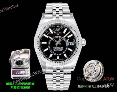 AR+ Factory Weighted Version Rolex SKY-DWELLER Black Face 904L Steel Watch 42mm